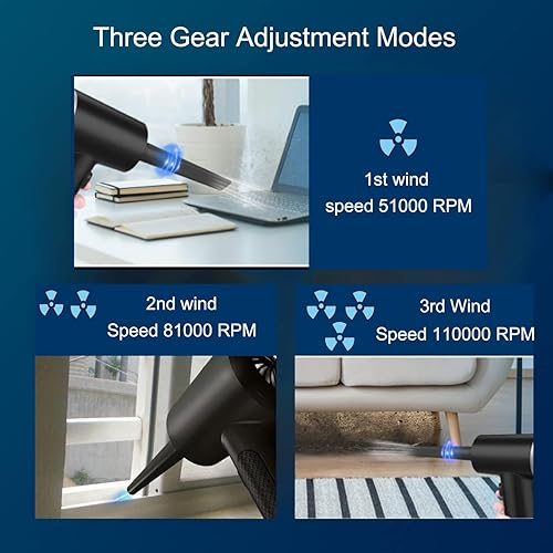 Miniatura 5 de Limpiador de teclado de aire comprimido para oficina, reutilizable, sin plumero de aire enlatado, buen reemplazo para aire comprimido, plumero de