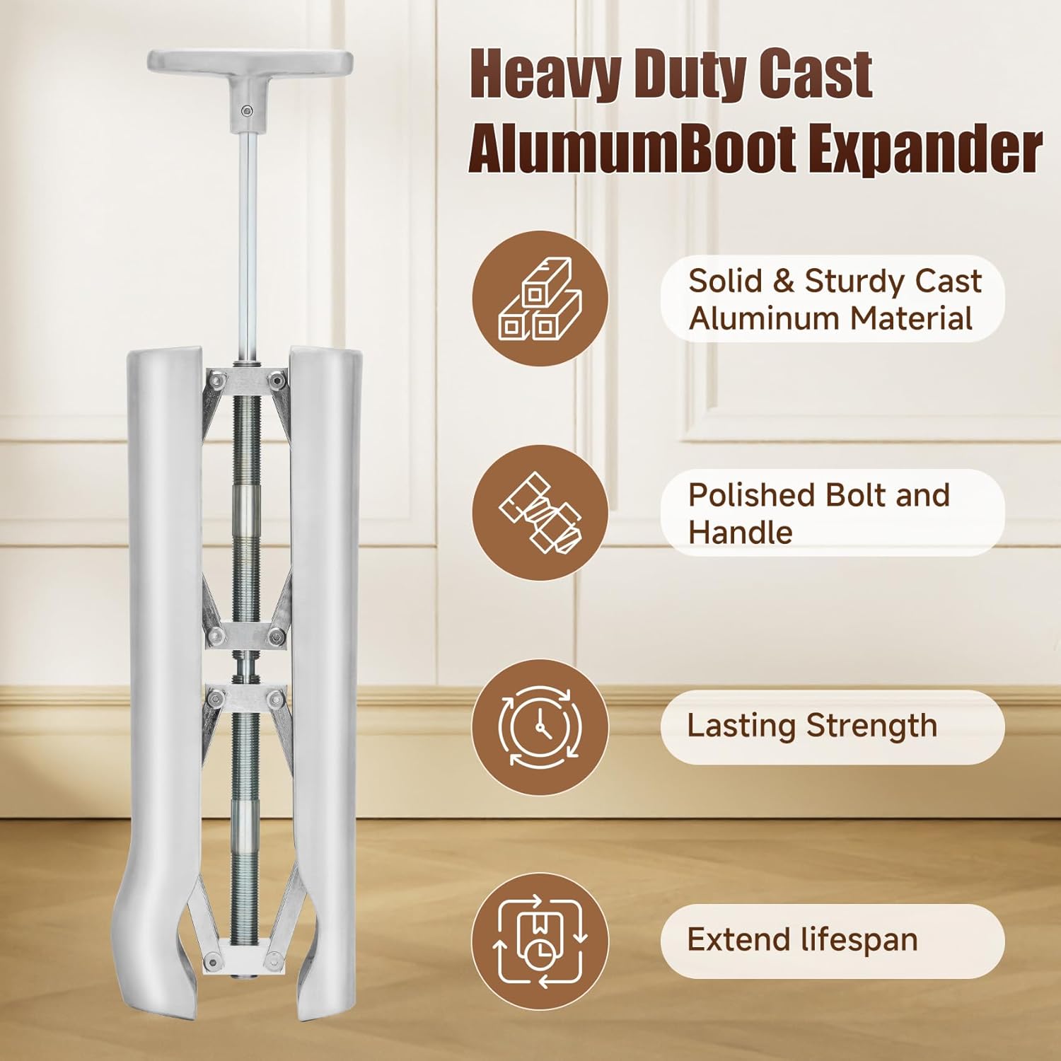 Boot Calf & Shaft Stretcher, Cast Aluminium Shoe Sretchers for Cowboy, High, Leather & Work Boots, Relieves Boot Tightness on Ankle & Calf