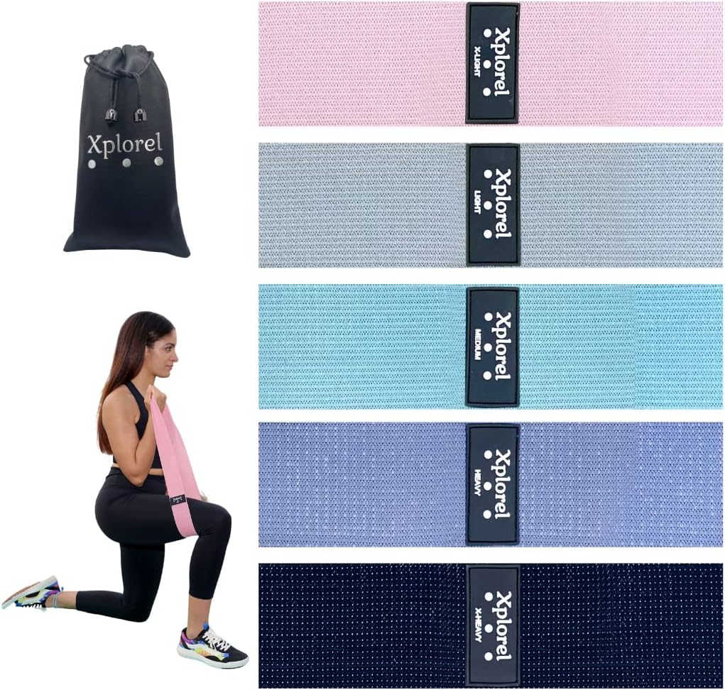 Resistance Bands w/Carrying Bag, Workout Book & Fitness Planner for Working Out-Heavy Duty Strength Training Bands Set w/ 5 Resistance Levels-Stretch Bands for Physical Therapy