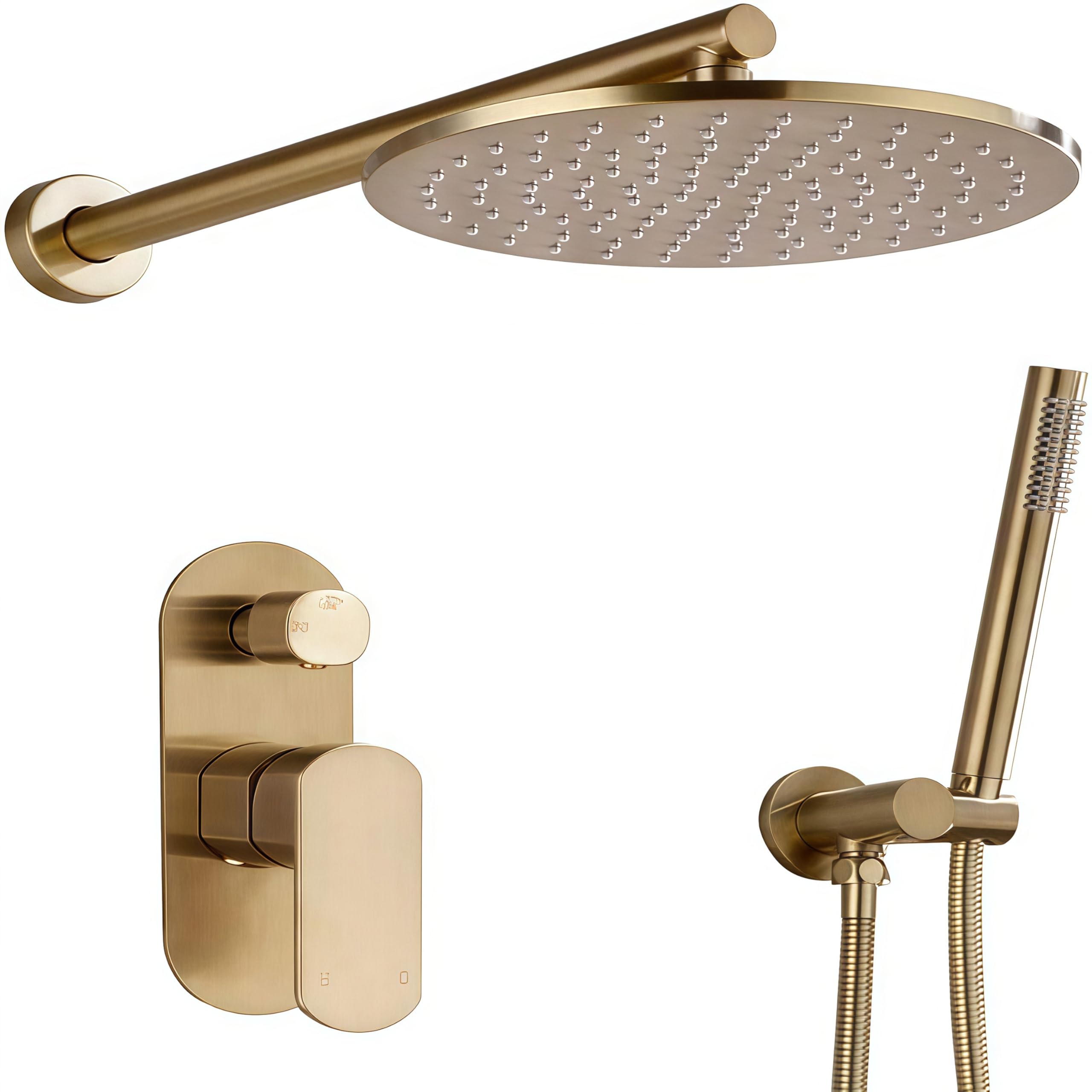 Système de robinetterie de douche encastrée laiton avec pommeau de douche rond