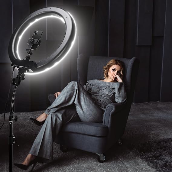 NEEWER RL-18 18 Inch Ring Light with Tripod Stand & Basics HM01-D 29 Arc Lamp, 55W LED Ringlight Phone Holder Compatible with iPhone Camera Video Recording Studio Photography Streaming Selfie Makeup