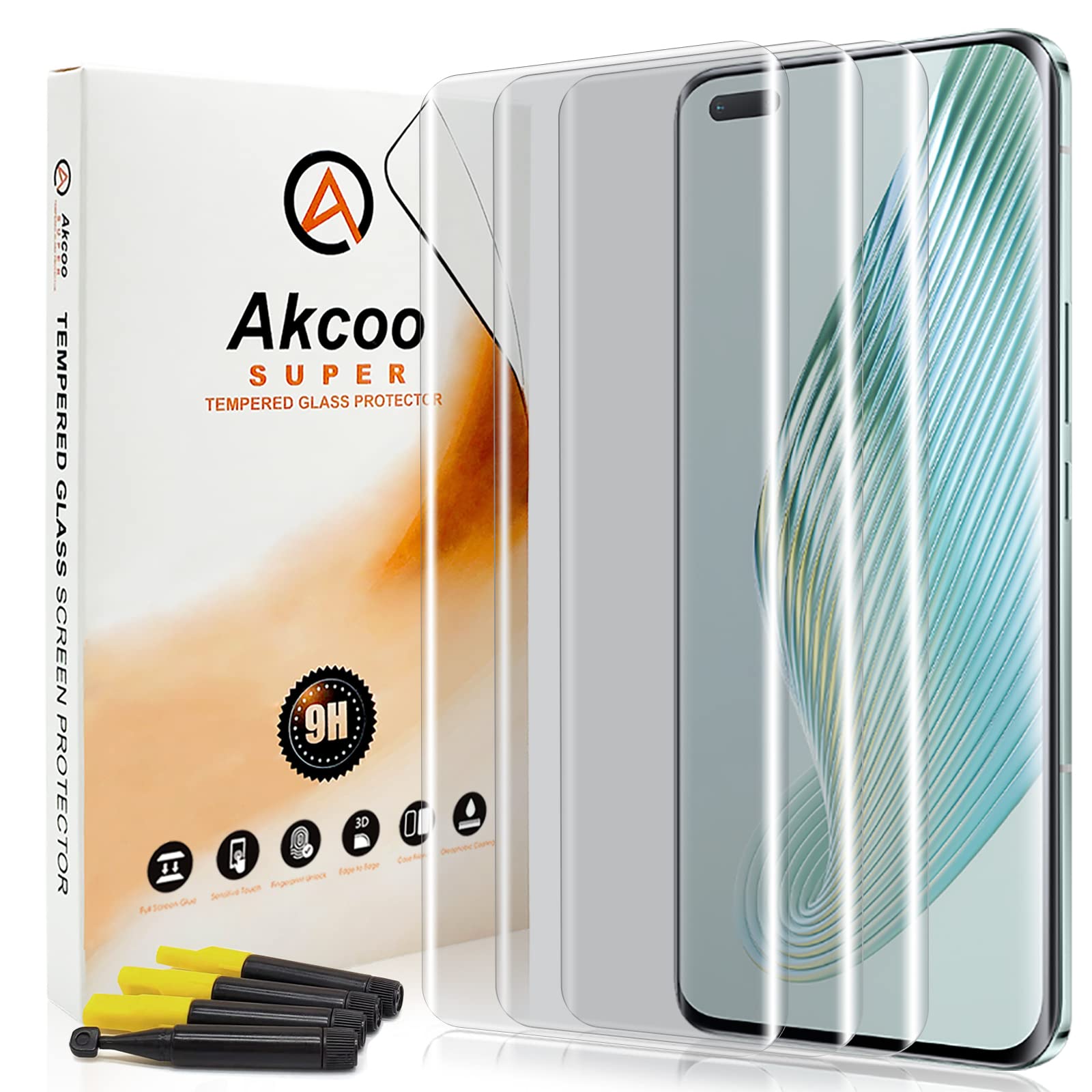 3 Pezzi Vetro Temperato per Honor Magic5 Pro,Pellicola Prottetiva Uv