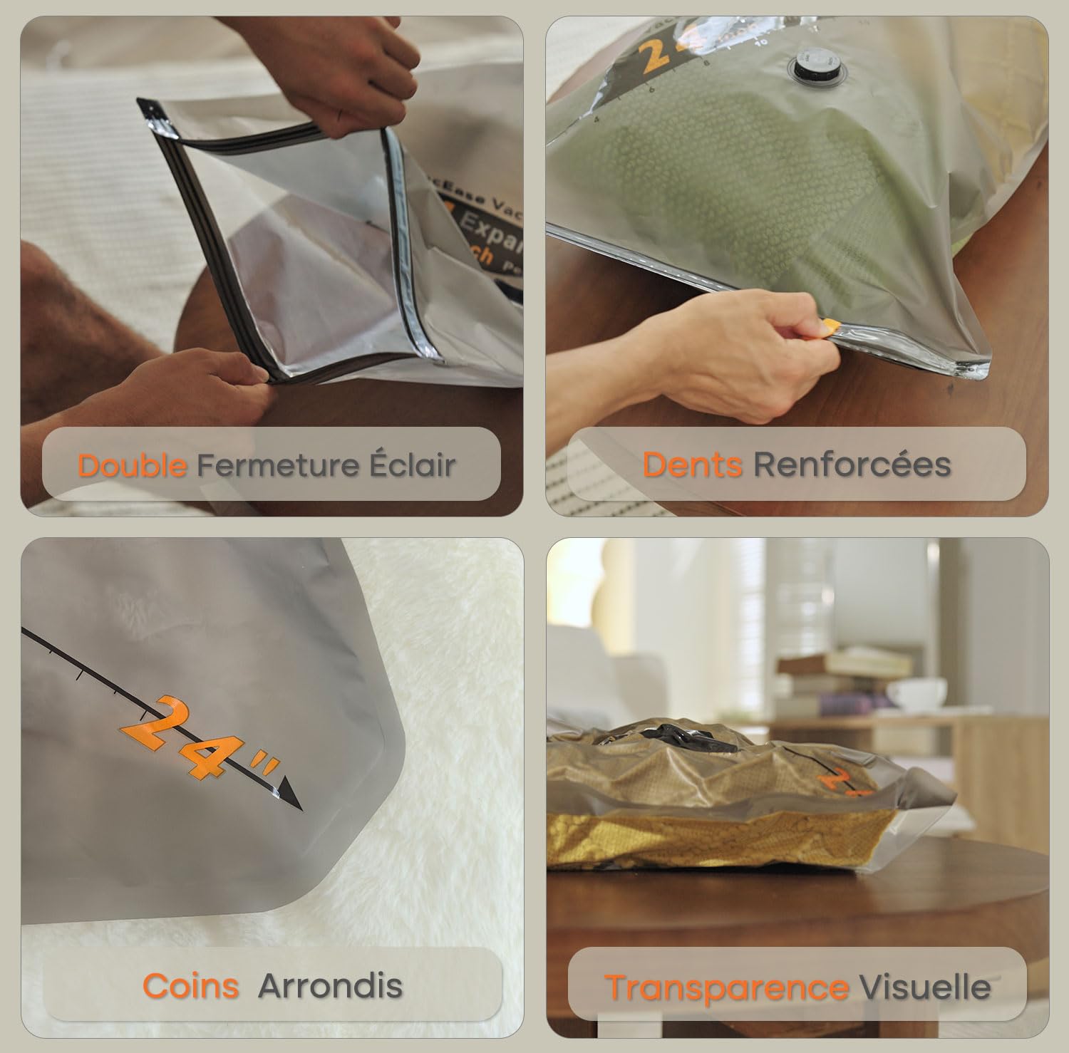 Vacbird Sac de Rangement Sous Vide avec Pompe à Vide Sans Fil, 10 Pièces (4 * 40x54cm, 4 * 47x64cm, 2 * 54x74cm), Sac Sous Vide Vetement Peu Encombrant – Idéaux pour Voyager et Organiser Vos Bagage