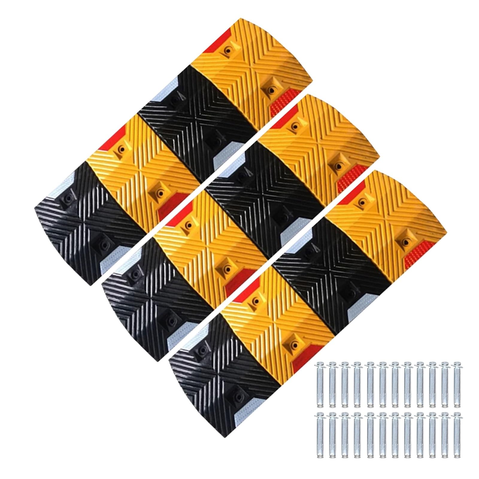 Reductores de velocidad de goma reflectantes para la seguridad vial en caminos de grava (Pack de 3)