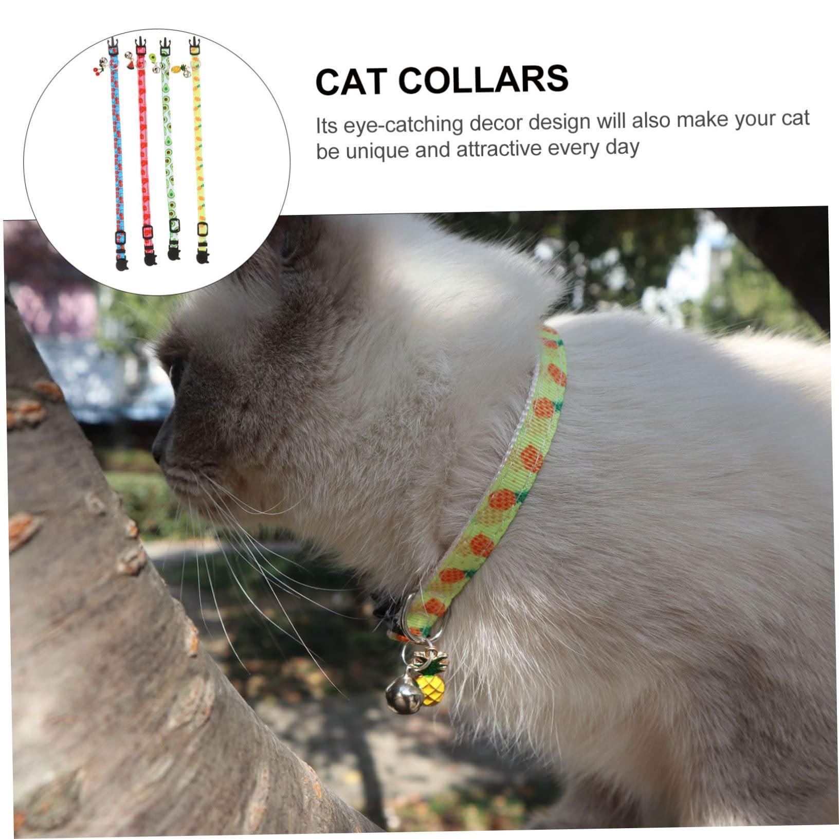 BESPORTBLE 12pezzi Collare Per Gatti Regolabile Con Campanella Set Di Stile Fruttato Avocado Ananas Anguria Forniture Per Animali Domestici Colorate e Adorabili