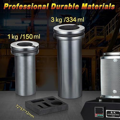 Miniatura 4 de RIEDHOFF Horno de fusión de oro de 3+2.2 lbs, horno de fusión eléctrico digital de 2100  1400 W, kit de fusión de oro para chatarra de fundición