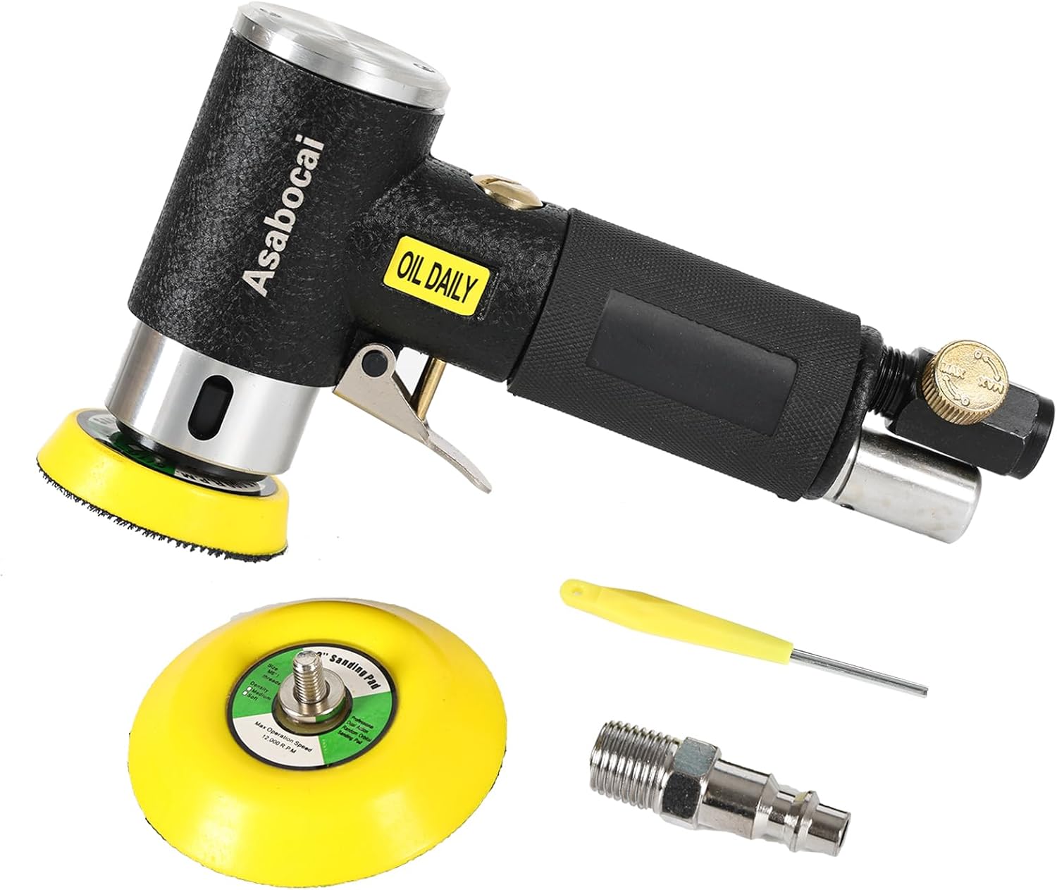 2" & 3" Mini Air Random Orbital Sander, Professional Pneumatic Palm Sander with M6 Thread Plate, Hook and Loop Sanding Pads, High Speed 15000 RPM Buffing & Polishing Kit for Auto Body, Spot Repair