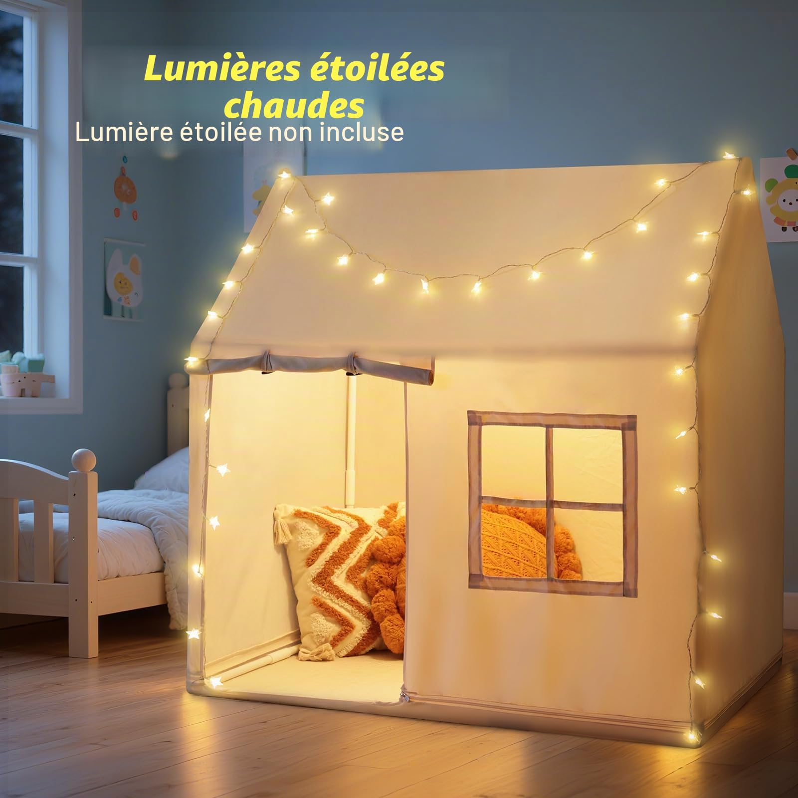 Wilwolfer Tente pour Enfants d'Intérieur, Tente de Jeu pour Tout-Petits - Tente Tipi d'Intérieur pour Filles et Garçons, Maison de Jeu, Cadeau d'anniversaire, Jouets pour Salle de Jeux.