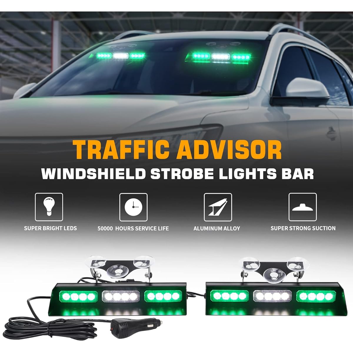Aazon.co: XRIDONSEN 2 In 1 Aber Red Eergency Strobe Traffic Advisor Light Bar 144 LED