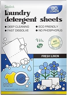 Soulink Laundry Detergent Sheets Up to 80 Loads (Fresh Linen)