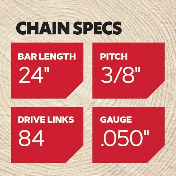 Oregon Chainsaw Chain for 24 Bar, 3/8 Pitch, .050 Gauge, 84 Drive Links