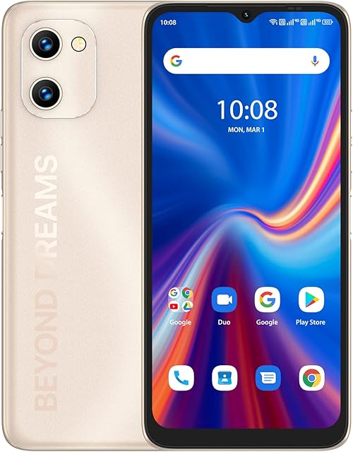 UMIDIGI Mobile Phone (2023) C1,Android 12 Go SIM Free Unlocked Smartphone,5150mAh Battery,6.52HD+Screen 3+32GB RAM/256GB Extension,13MP Camera 4G Dual SIM/Face ID/GPS OTG/UK Version(Gold)