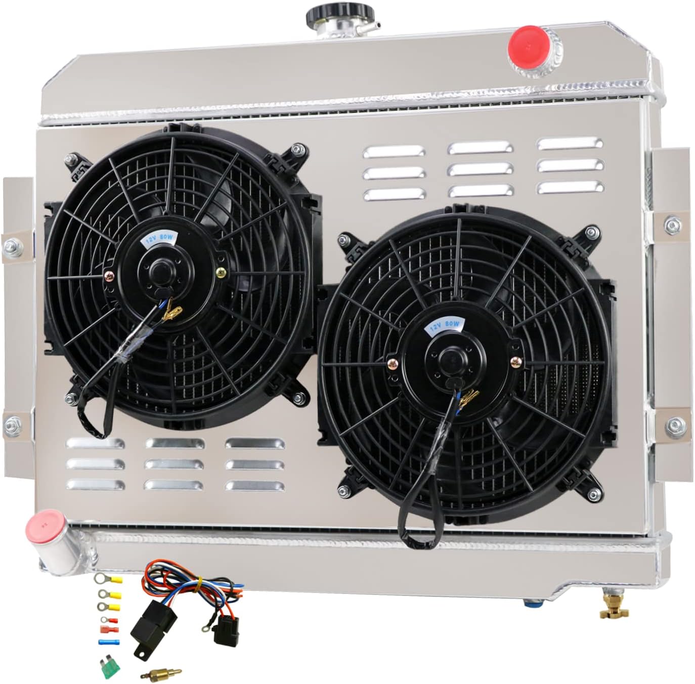 ReadyCool 3 Row Aluminum Radiator Shroud Fans for 1972-1986 Jeep Scrambler CJ5 CJ6 CJ7 L6 V8