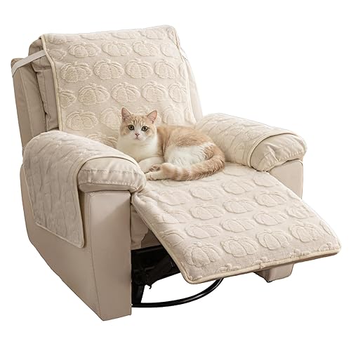 LiveGo Recliner Chair Cover, 400g Faux Rabbit Plush Recliner Covers