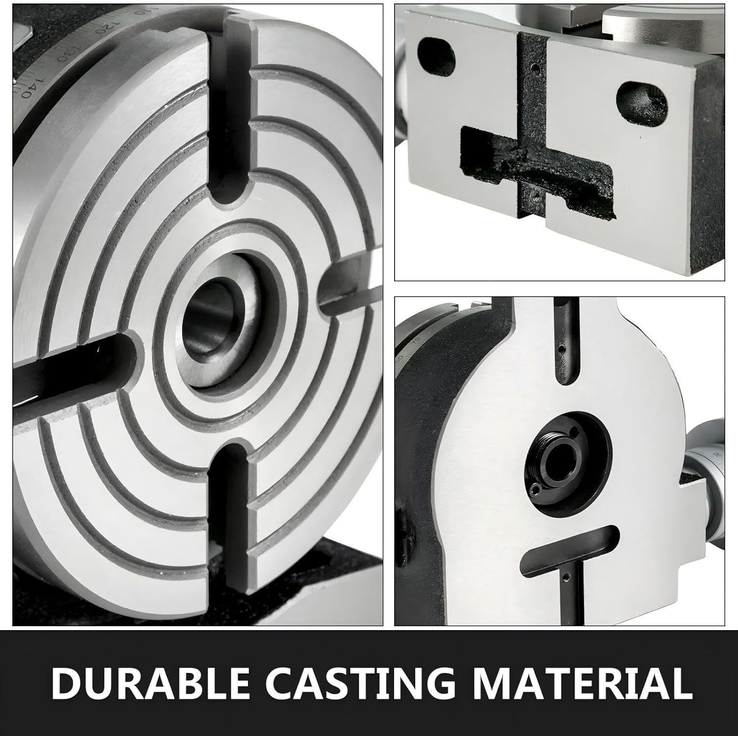 6inch Rotary Table for Milling Machine with Horizontal & Vertical 4 Slots, MT-2 Rotary Table for Milling with Indexing Plate Set for Precision Milling Drilling (6 inch)