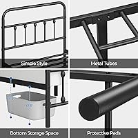 Vista 9 de Yaheetech Classic Metal Platform Bed Frame Mattress Foundation with Victorian Style Iron-Art Headboard/Footboard/Under Bed Storage/No Box Spring
