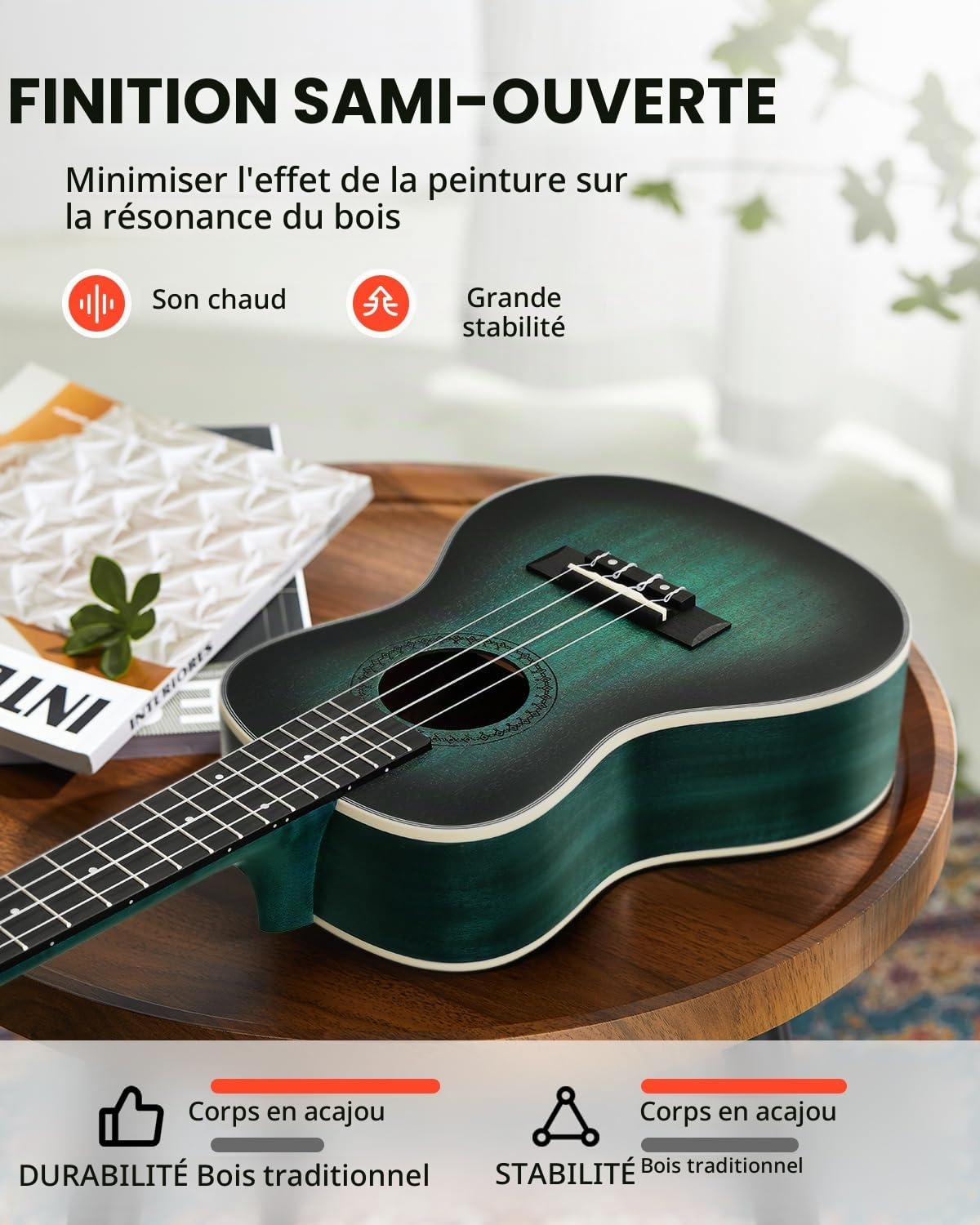 Ukulélé Concert Professionnel - Donner Kit Ukulélé 23 pouces en Acajou pour Débutants Adultes Enfants avec Leçons en ligne Sac Sangle Accordeur Cordes Médiators Chiffon de nettoyage, DUC-200B Bleu