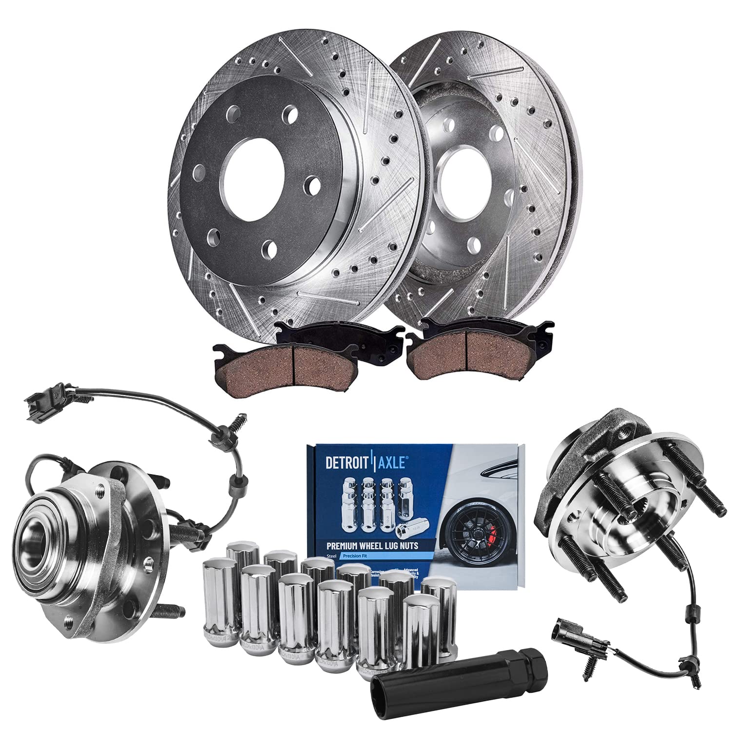 Detroit Axle - Front Wheel Bearing Hubs Brake Kit for Chevy Trailblazer SSR