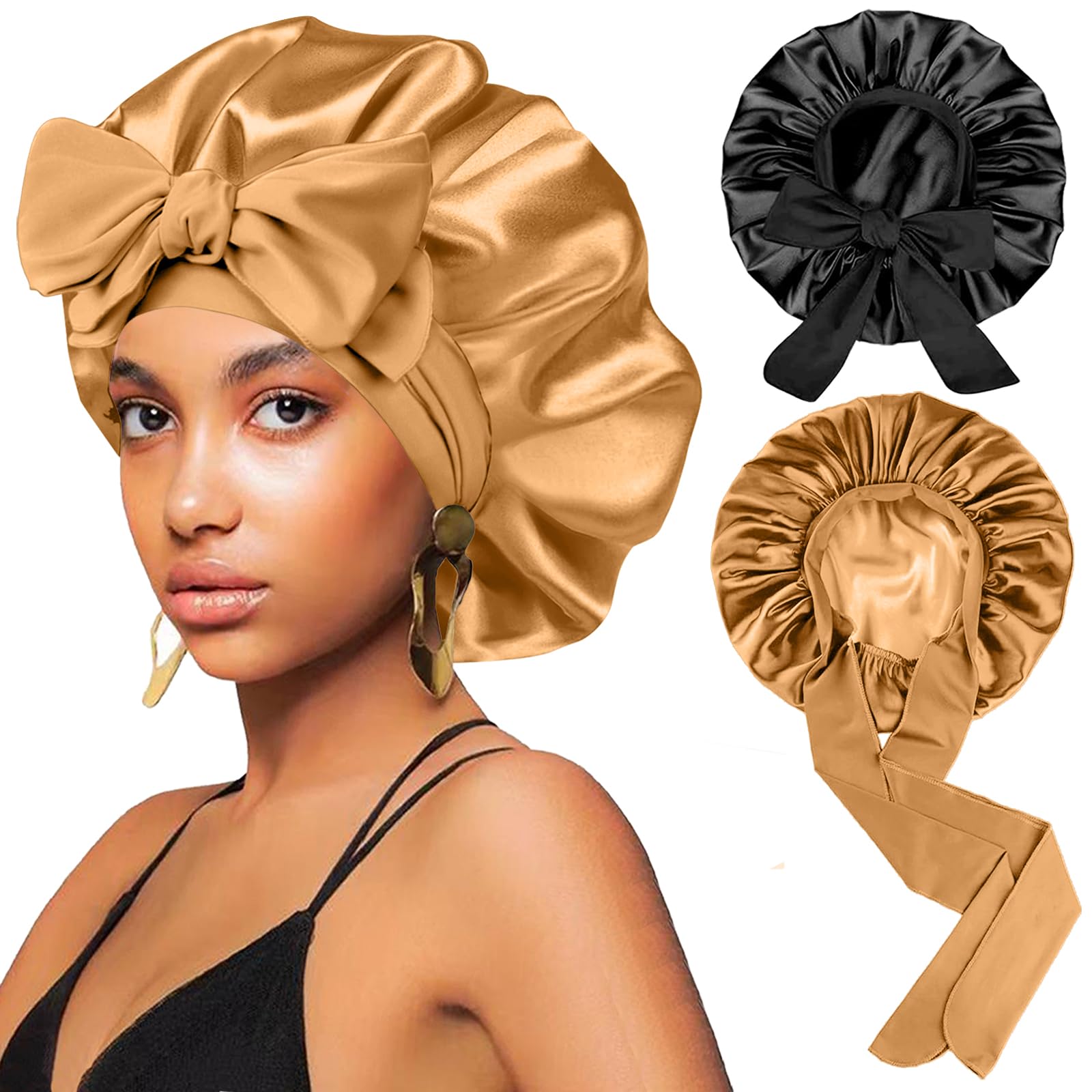 FIRSTPELLA 2Pcs Silk Hair Satin Bonnet - hair accessories | Mubboo