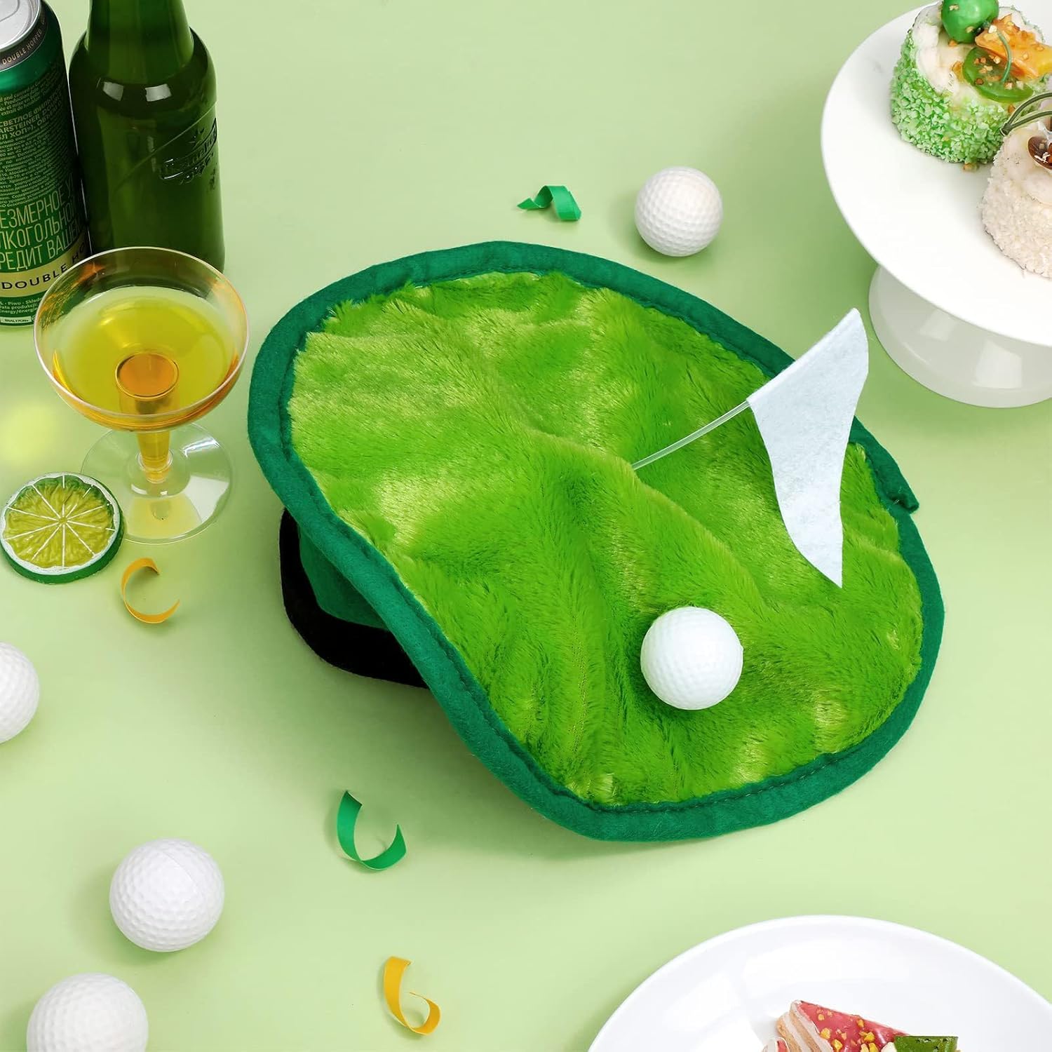 Funny Golfer Beret Hat with Golf Ball Flag for Party Costume Accessories and Supplies