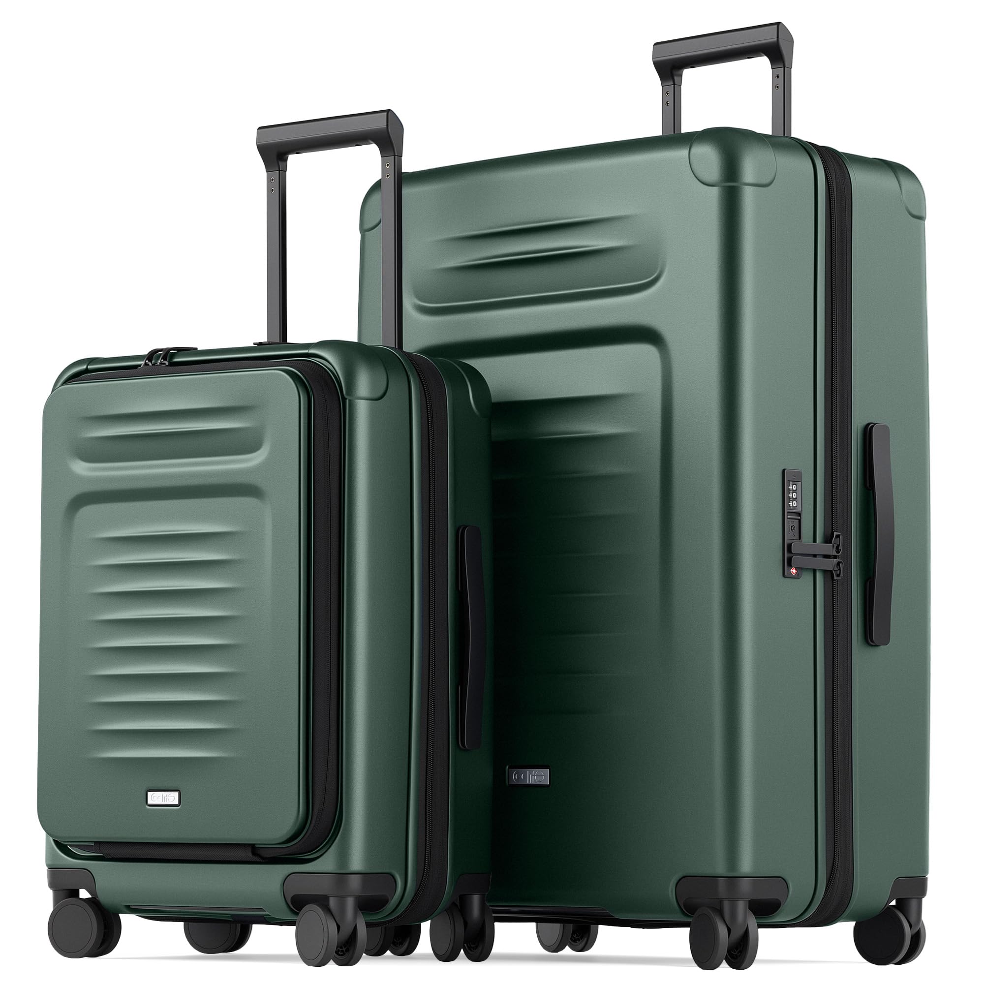 Expandable Luggage with TSA Lock 2 Piece Set Green