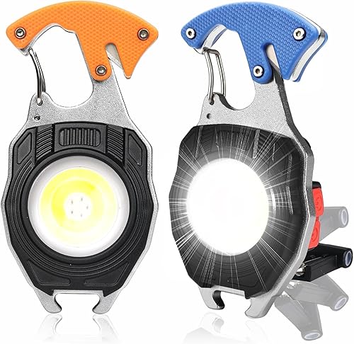COB - Llavero de luz de trabajo  Multiherramienta recargable para campamento, iniciador de fuego, 7 modos, 1600 lúmenes, para supervivencia de