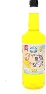 Hypothermias Hawaiian Snow Cone Syrup, Shaved Ice Flavor - Quart (32 Fl. Oz) - Lemon - Non-GMO 100% Pure Cane Sugar, BPA-Free Plastic Bottle, Ready to Use
