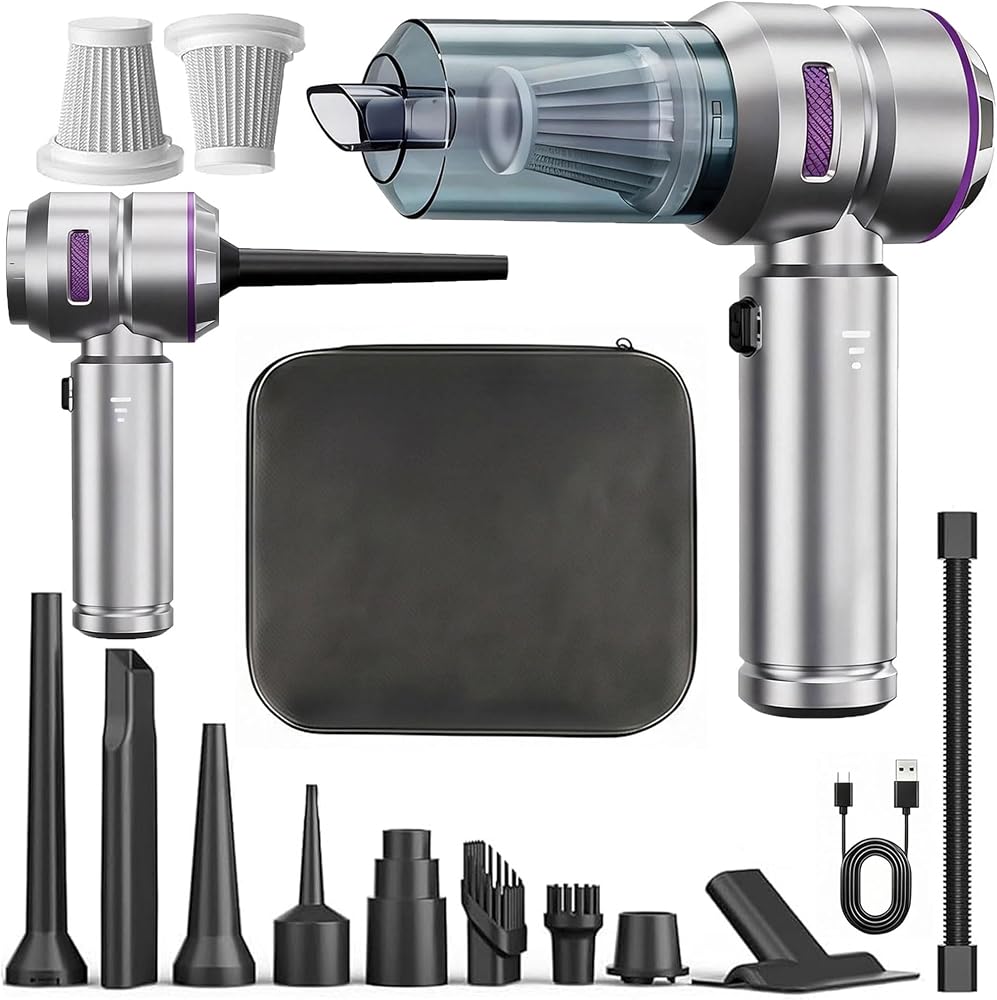 Handheld Car Vacuum Cleaner, 4-in-1 Vacuum Cleaner for Car Home Pet Hair | Cordless Vacuum Cleaner 22000Pa Strong Suction, Rechargeable, Portable, 10 Multi-Nozzles, 3 Washable Filters & 1 Case