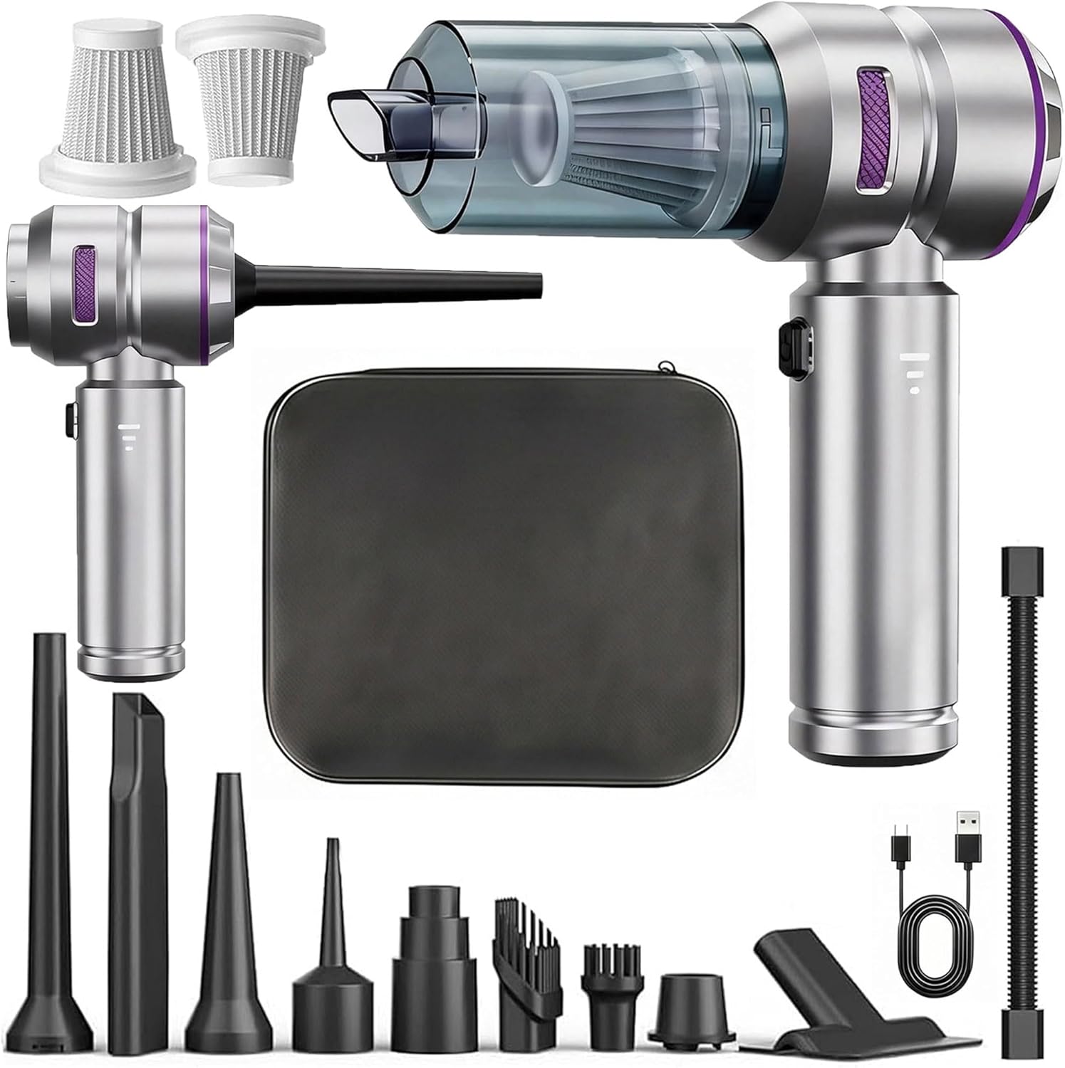 Handheld Car Vacuum Cordless, 22000Pa High Power Car Vacuum Cleaner and Air Duster, 2026 Upgrade 4-in-1 Car Vacuum Portable Cordless with 10 Multi-Nozzles for Small Jobs, Car, Home, Desk, Keyboard