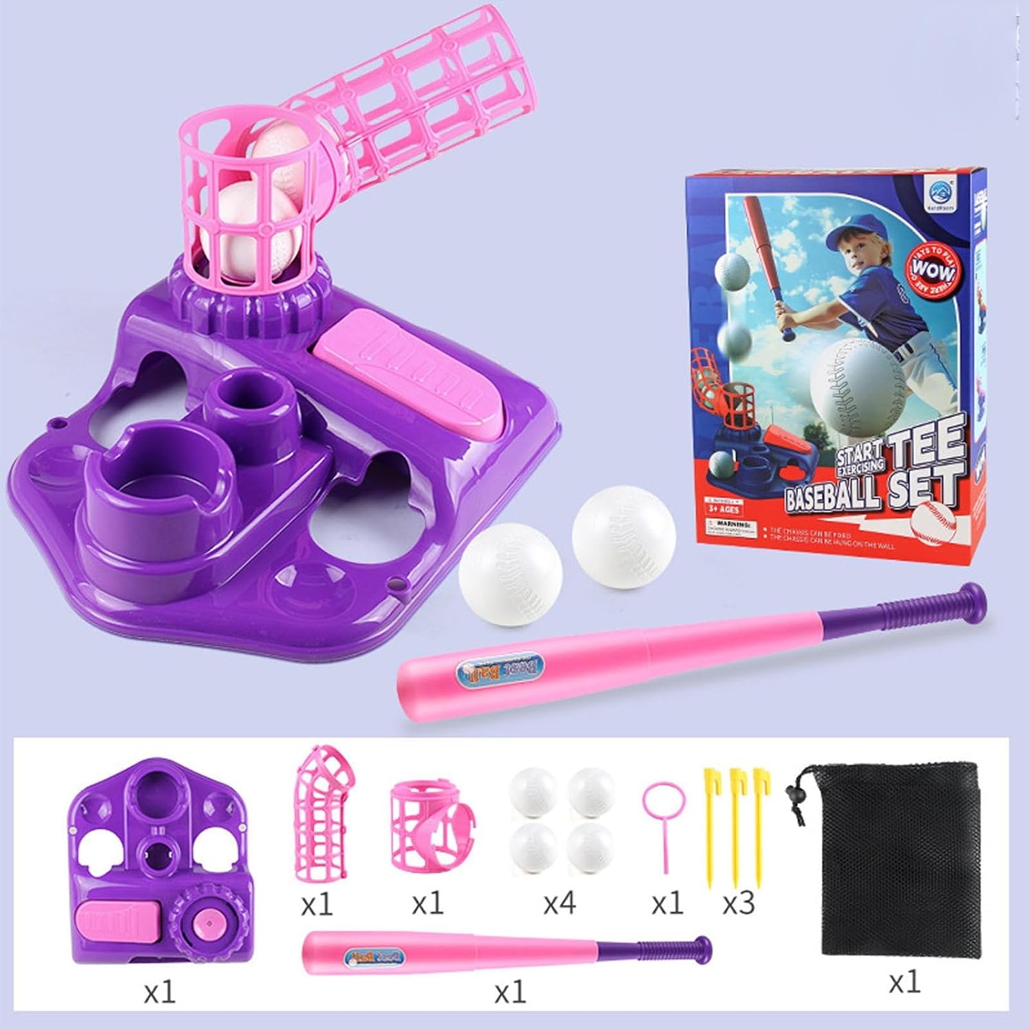 Kids Baseball Pitching Adjustable Outdoor Sports Batting Baseball Thrower