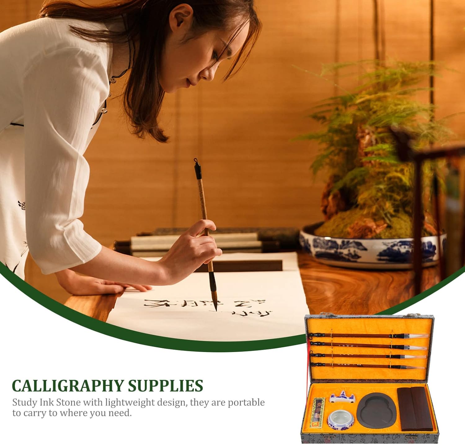 VICASKY 1 Set Chinese Writing Brush Ink Stone Ink Stick Calligraphy Supplies for Students