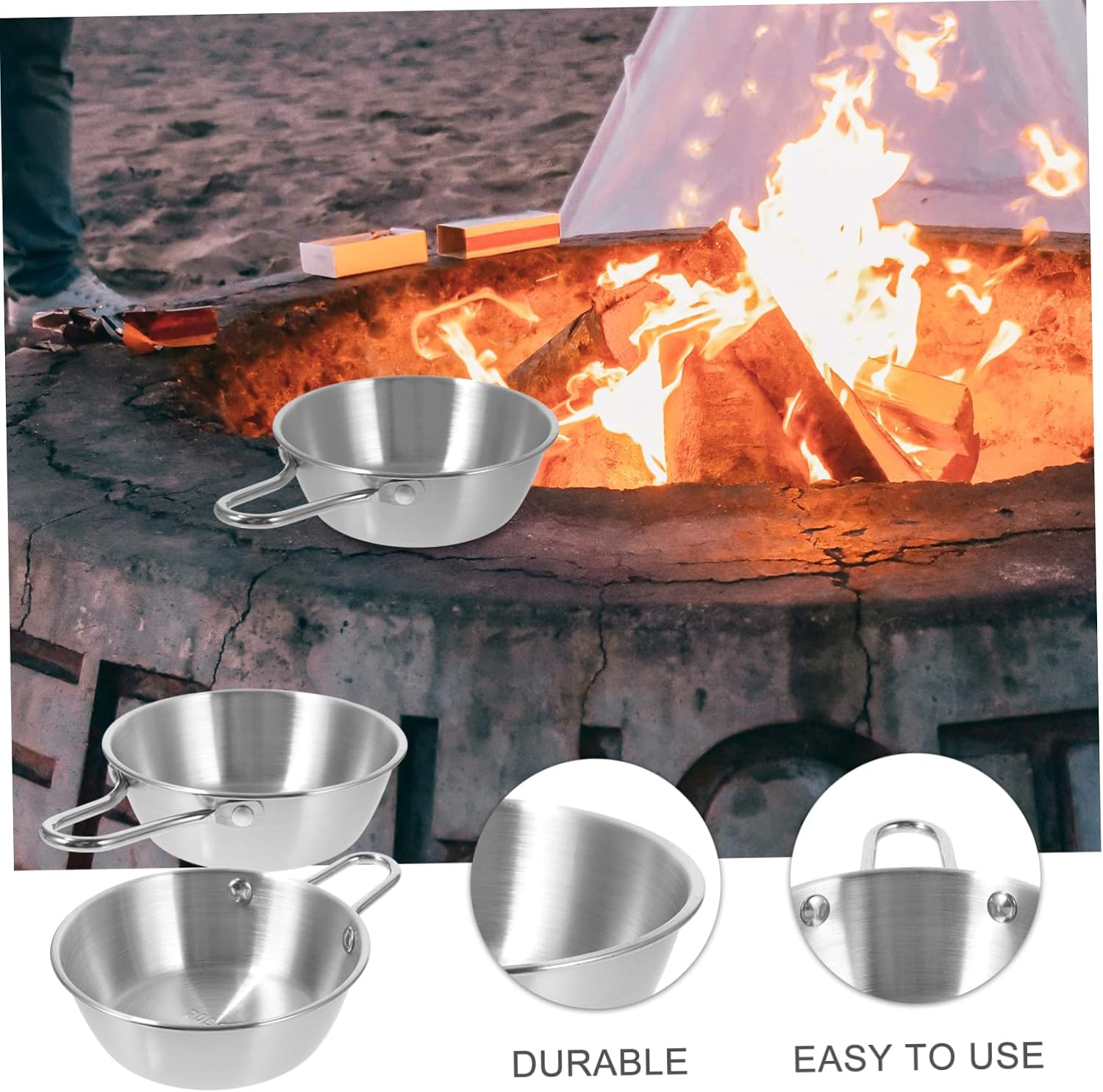 2pcs Picnic Bowl Compact Camping Supplies Folding Cup for Tent Camping Bbq Hiking