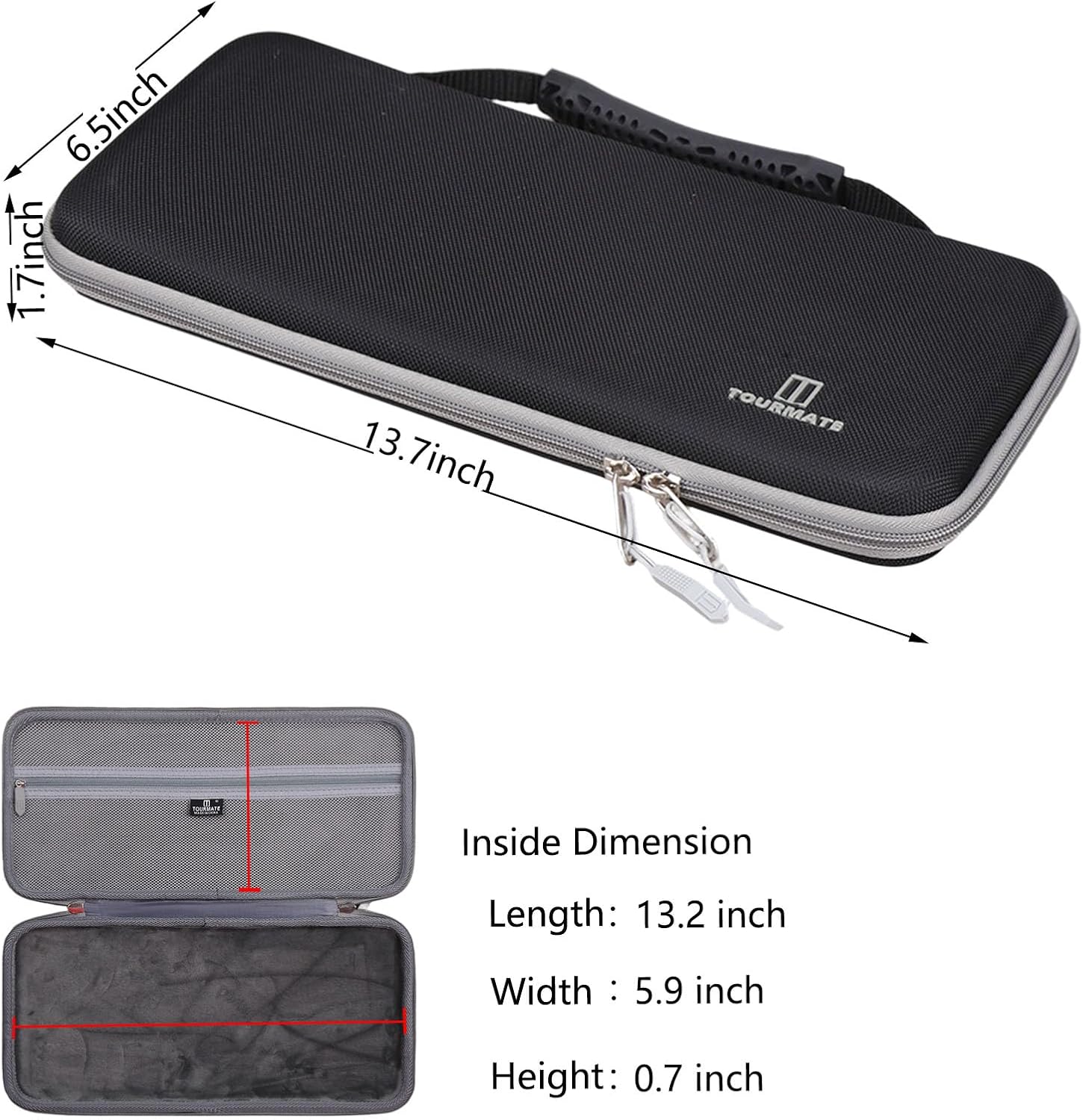 Hard Storage Case for ASUS ROG Falchion NX 65% RGB Gaming Mechanical Keyboard - Travel Case for EPOMAKER X Aula F65 PRO/SteelSeries Apex Pro Keyboard(Box for Sale) (Black & Dark Gray) - Image 5