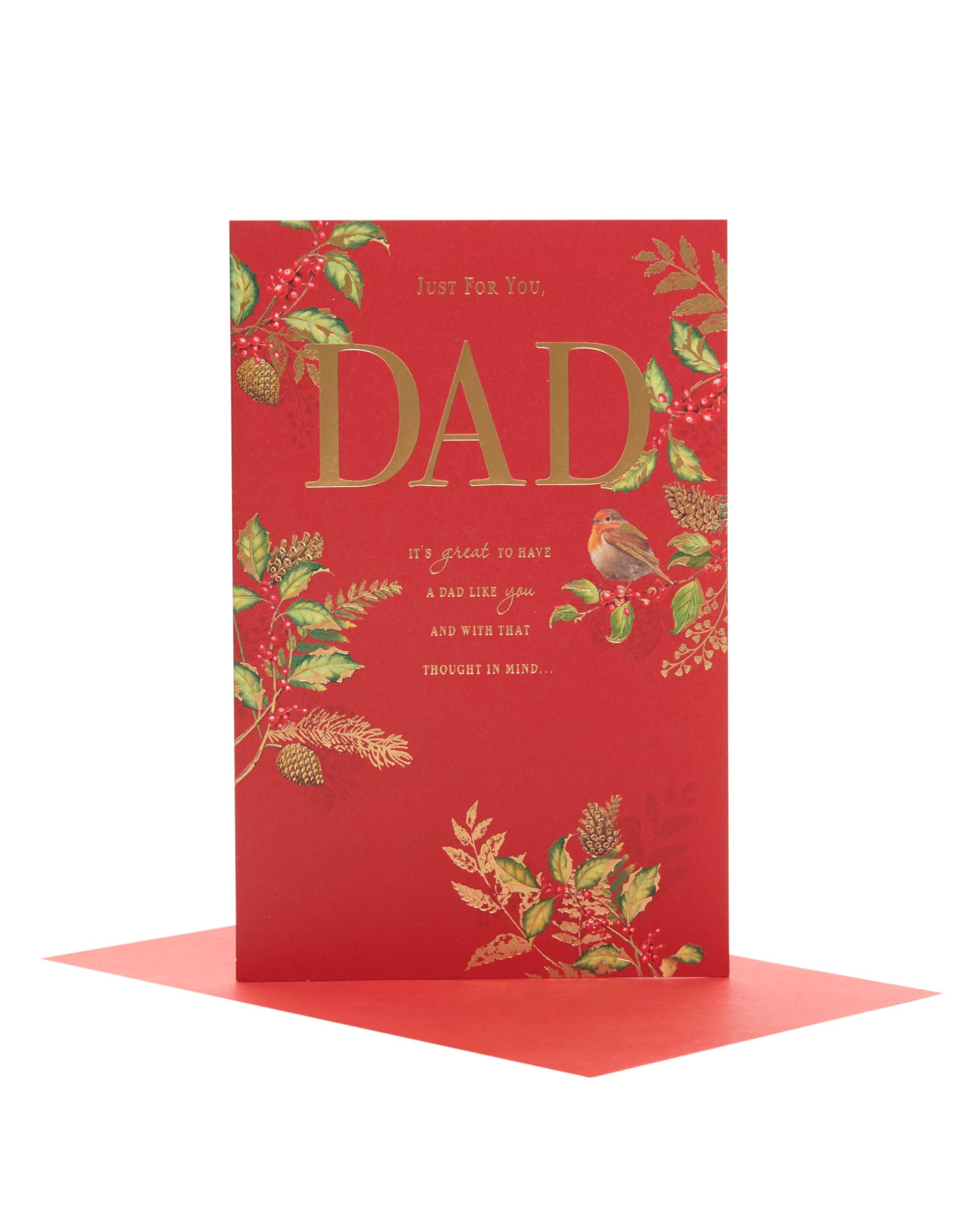 UK Greetings Christmas Card for Dad - Robin Design