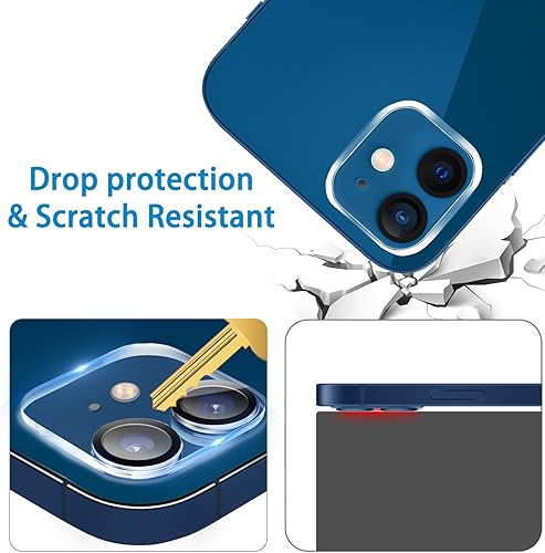 Miniatura 4 de Paquete de 3 protectores de lente de cámara de vidrio templado para iPhone 12 de 6.1 pulgadas, Ultra HD, dureza 9H, arañazos, compatible con fundas,