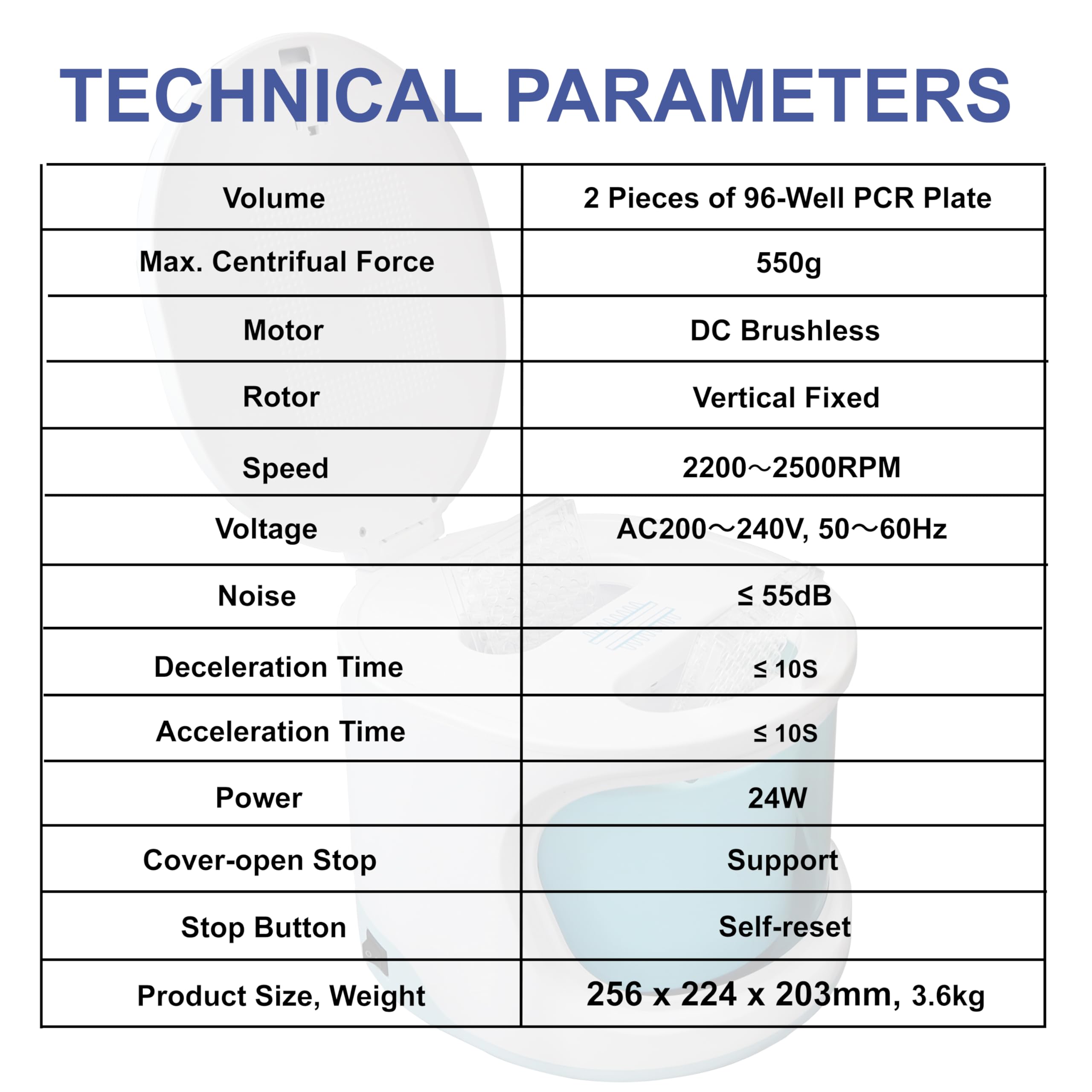 Parco Scientific PA-CT100 Microplate Centrifuge for 96-Well PCR Plate, Max Speed 2200-2500rpm, Max RCF 550g, Low Noise?55dB