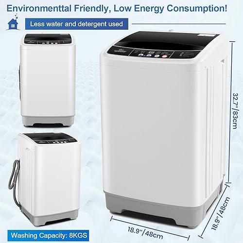 Miniatura 9 de Nictemaw Lavadora portátil de capacidad de 17.8 libras, lavadora portátil con bomba de drenaje, 2.3 pies cúbicos, lavadora compacta completamente