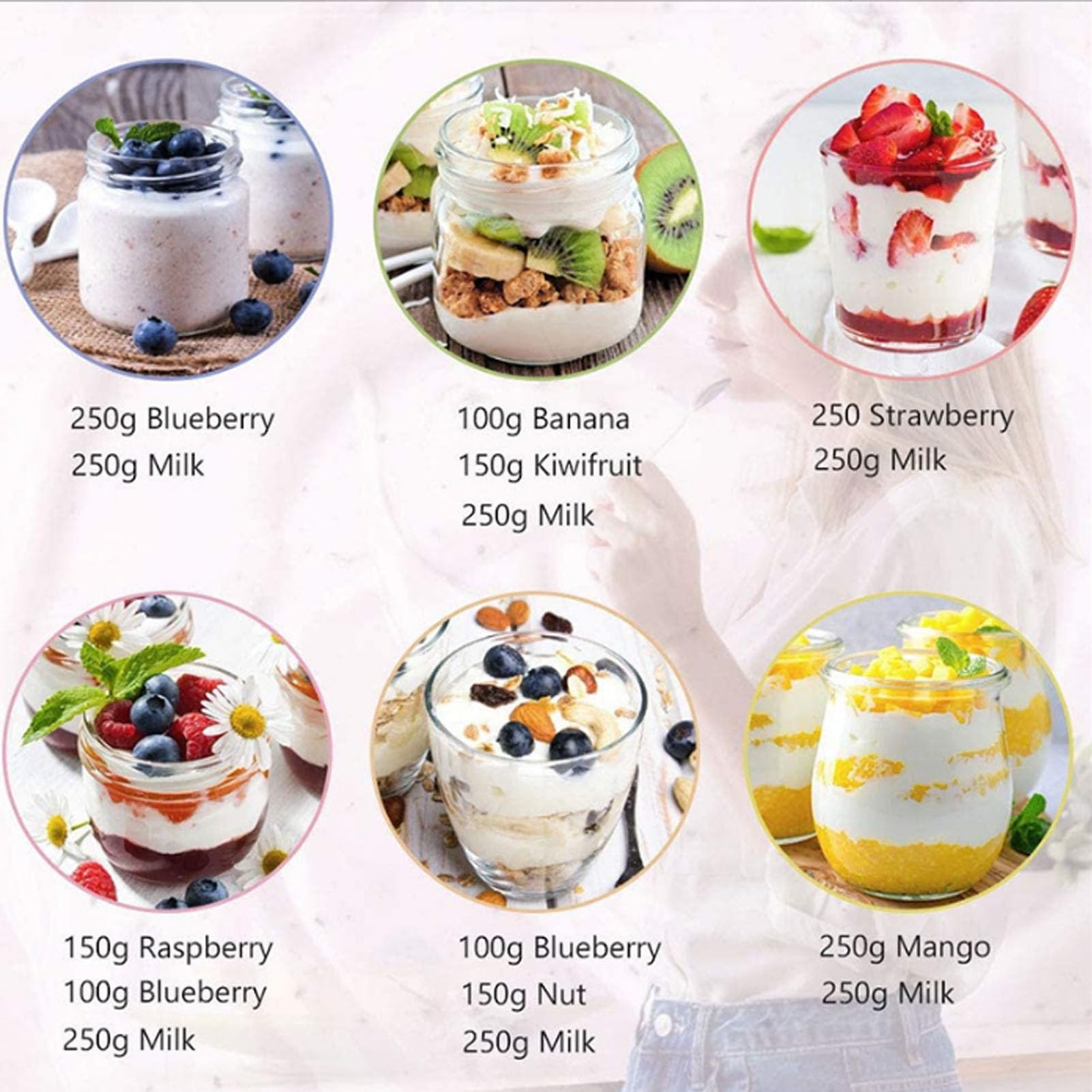 Haofy Yogurtiera 7 Vasetti di Vetro con Controllo della Temperatura per Yogurt Greco Fatto in Casa, Snack Salutari, Cucine Compatte, Vita in, Uso Quotidiano