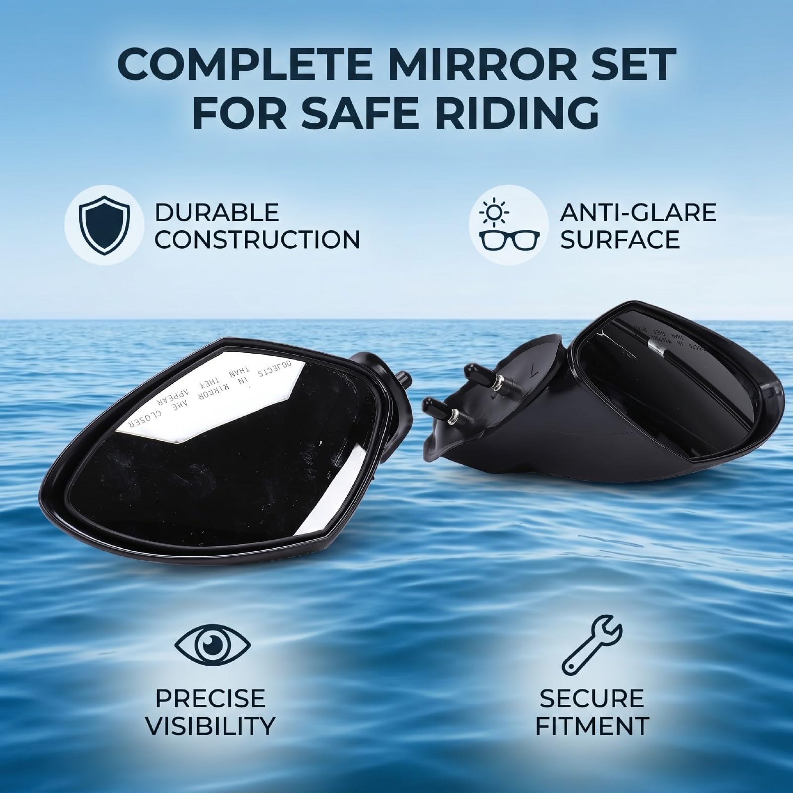 AMONIDA Set Specchietti Retrovisori Marini, Struttura Nera Resistente per WaveRunner VXR e FS, Sicurezza Avanzata, 2 Pezzi