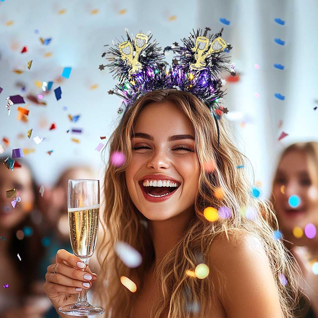 Gangel Light Up New Year Headband LED Christmas Hairband Sparkling Tinsel Headbands Festival Hair Accessories for Women - Image 4