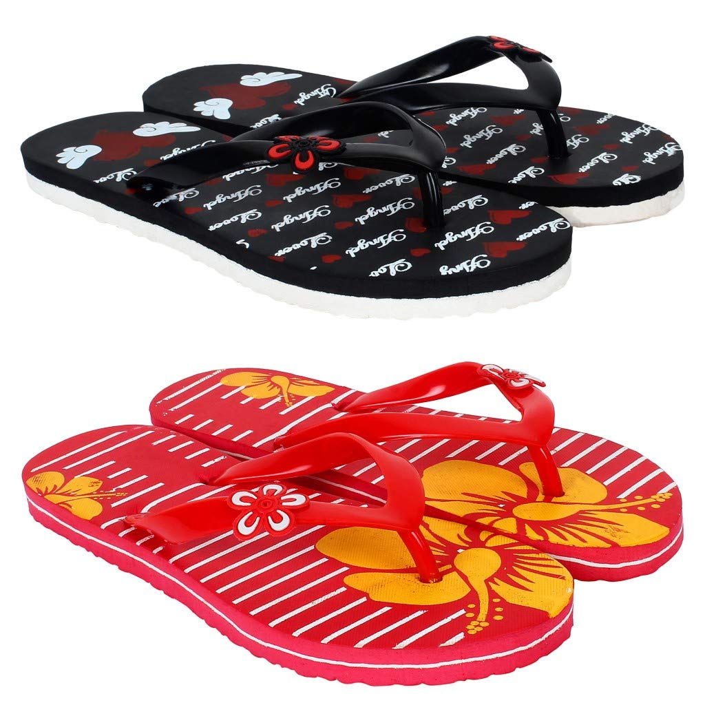 SIDEWOK Colourful Casual Printed Womens Flip-Flops/Slippers Combo of 2 Slippers (Numeric_3) Multi-Coloured (B089RZR37Y) Amazon Price History, Amazon Price Tracker