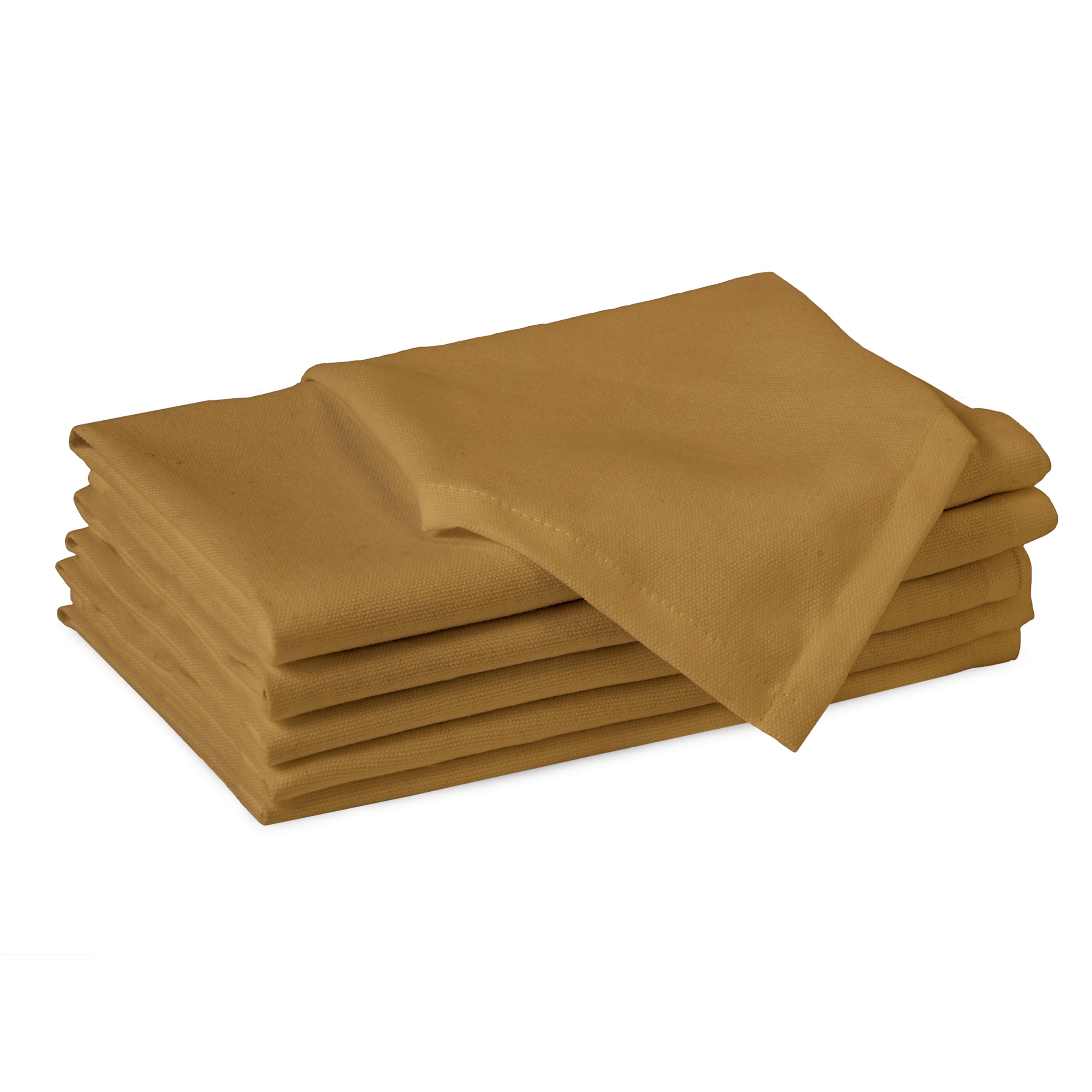 Encasa XO Mustard Cloth Napkins Set of 6, 17x17 in | Solid Color Cotton Dinner Napkins | Washable & Reusable Wedding Napkins for Holiday Dinners, Party, & Everyday Table Decor โ image 1
