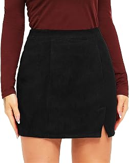 Mini Skirts for Women Faux Suede High Waisted Pencil Skirt Bodycon A-Line Leopard Print Black Short Skirt