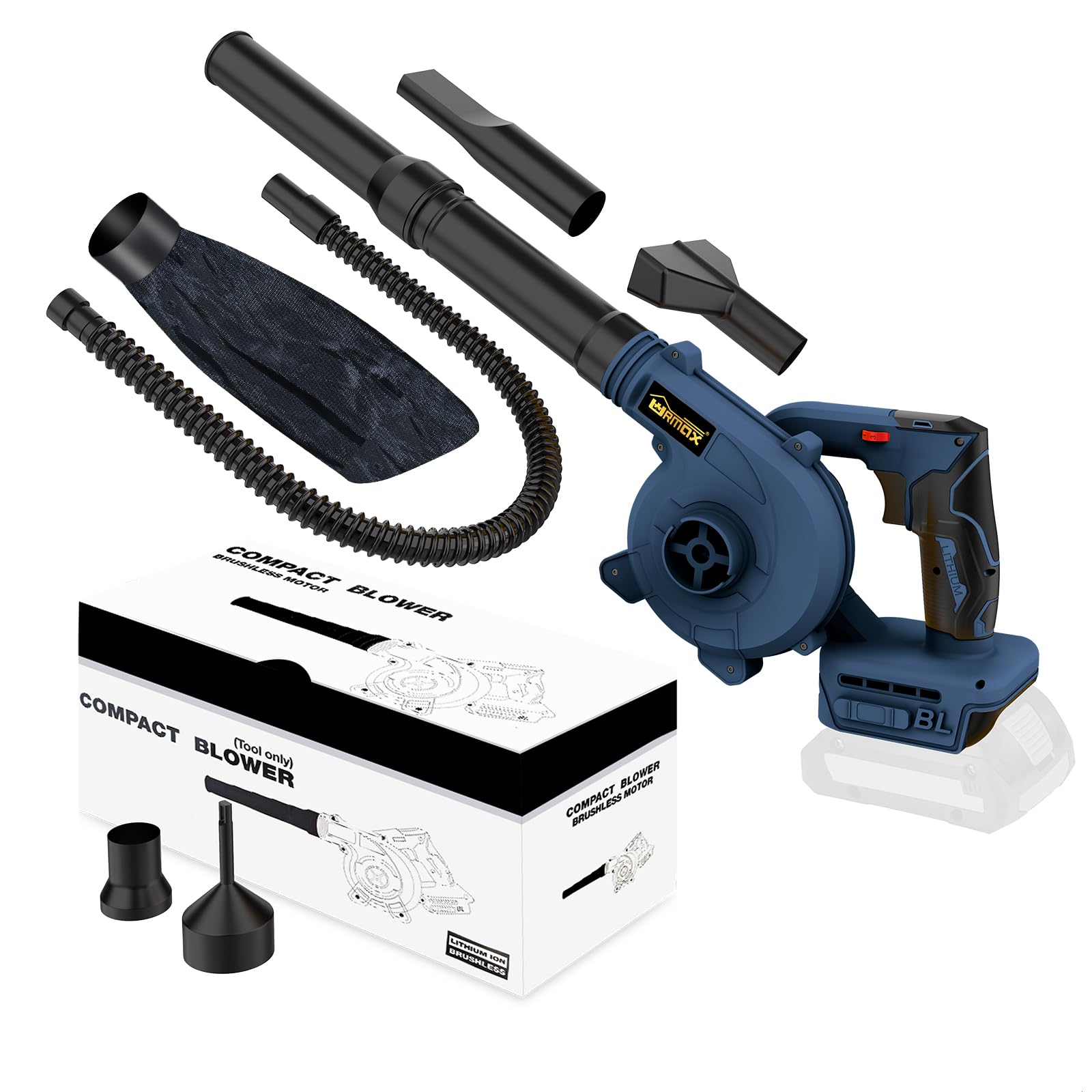 Cordless Leaf Blower for Bosch CORE18V Battery, 2-in-1 Handle Electric Blower + Vacuum Cleaner, 6 Variable Speed Up to 180MPH, Electric Jobsite Air Blower with Brushless Motor (Battery Not Included)