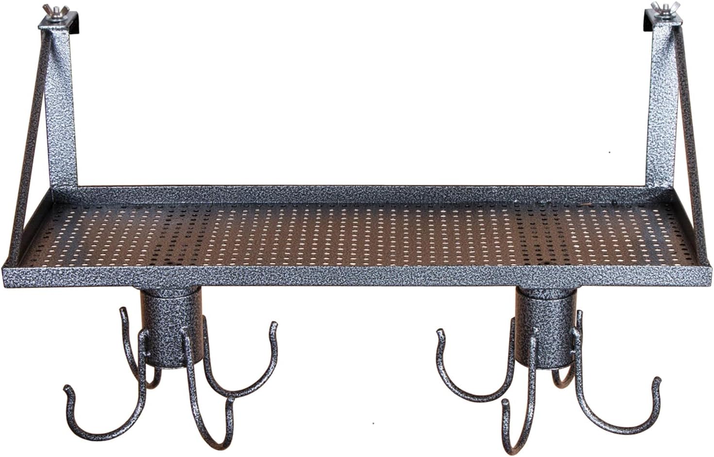 EASY-UP Pro Series Shelf with Swivel Tack Hooks | Portable & Rotatable Organization | Secure, Rust-Resistant Steel | Perforated Shelf for Easy Cleaning | Expansive Hanging Options