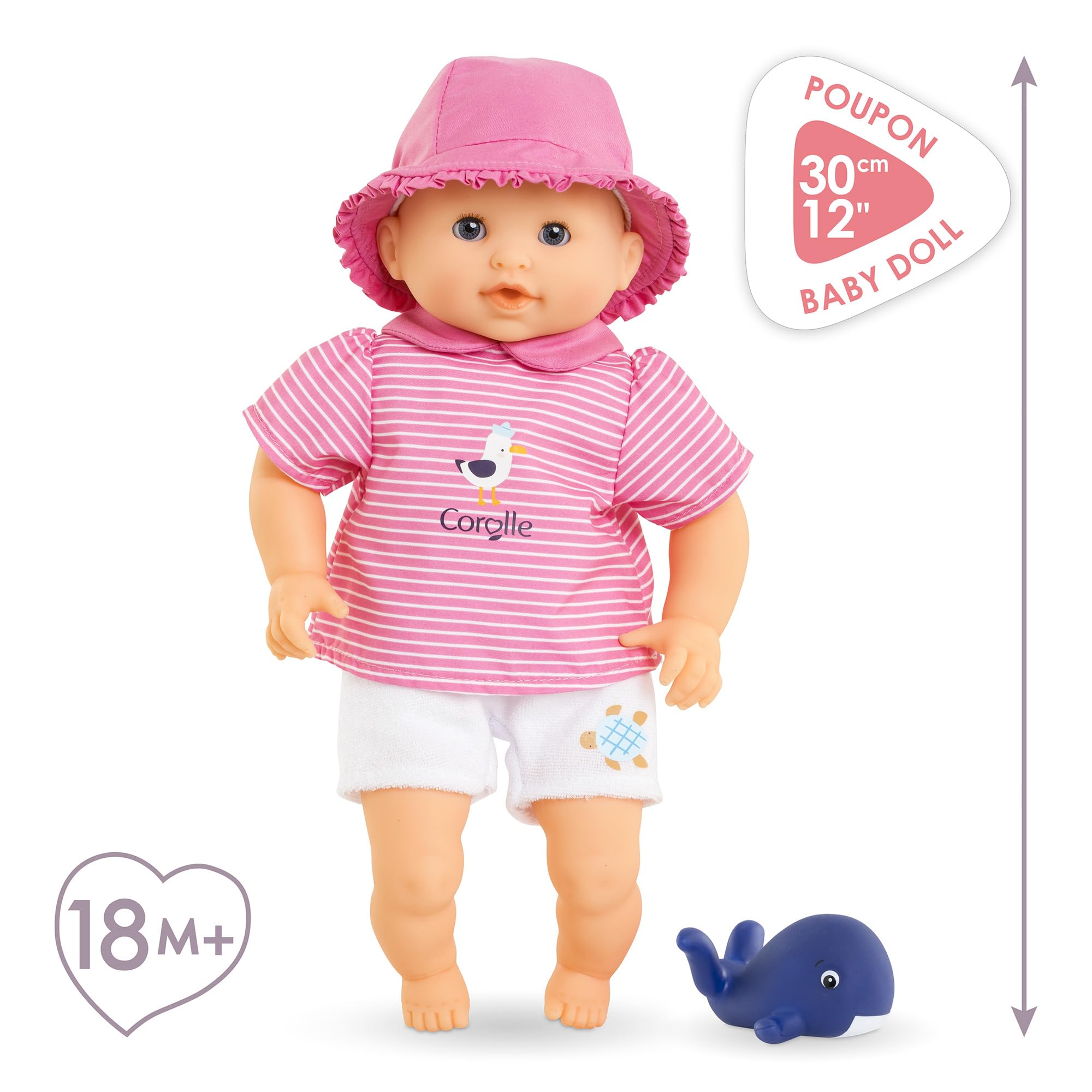Corolle - Moja pierwsza poupon, mała kąpiel oceaniczna, z zabawką do kąpieli wieloryba, 30cm, od 18 miesięcy, 9000100750