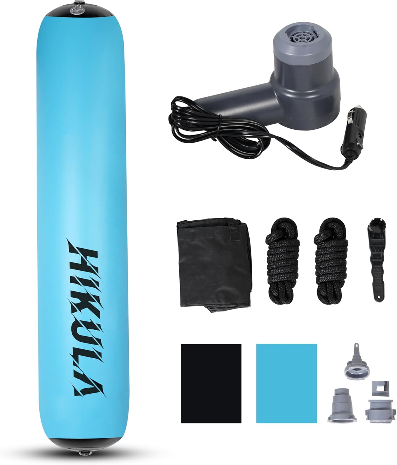 Inflatable Boat Fenders - Boat Dock Bumpers, 6FT/10FT Heavy Duty Dock Fender with Storage Bag, 12V High Flow Air Pump, Pontoon Boat Fender for Tying up Fishing Boats, Jet Skis, Yachts