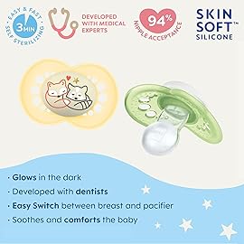 MAM Original Day & Night Pacifiers, Binky Pacifier for 6-16 Months, BPA-Free Silicone, Glows in the Dark, Best for Newborn Babies, Developed with Medical Experts, 2 Count Binkies, with Sterilizer Case