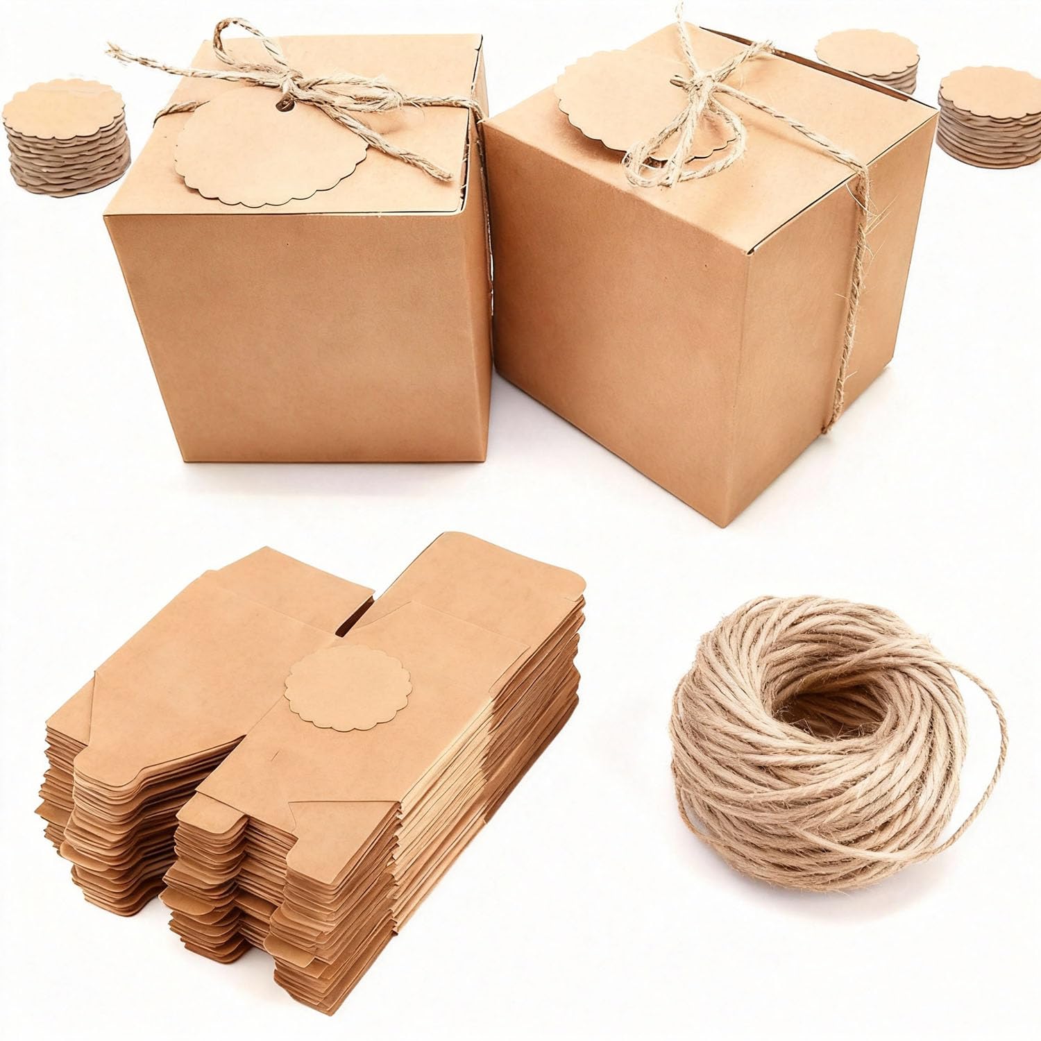 Karton Geschenkboxen, Karton Geschenkboxen Braun,5 x 5 x 5 cm, Pappschachteln,Kraftpapier Geschenk Box zum selber Aufbauen für Geschenke, Hochzeit, Party,wiederverwendbar Bürobedarf & Schreibwaren