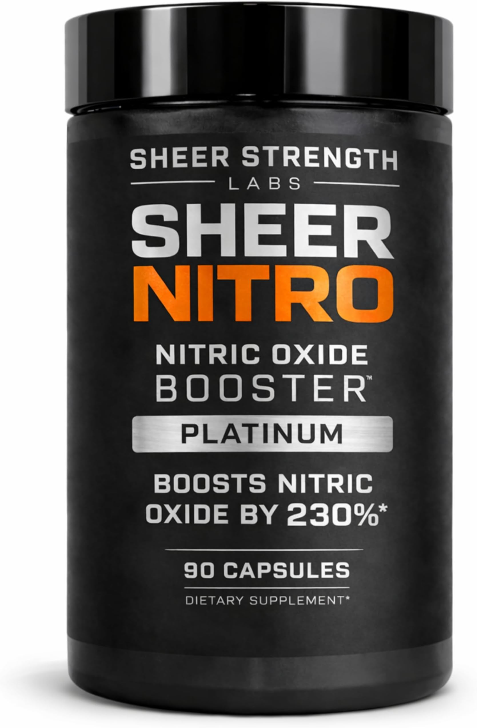 Sheer Strength Labs Nitric Oxide Supplement for Men - Clinically Tested for Pumps & Blood Flow - 270% More Nitric Oxide - Nitrosigine Supplement, S7 & Beetroot - Made in USA - 90 Capsules
